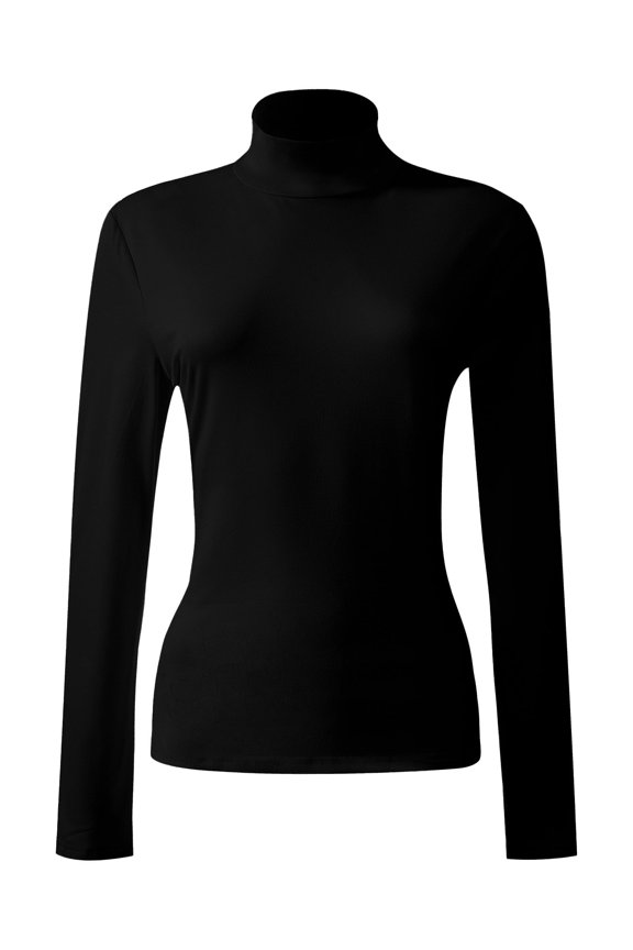 Women's Turtleneck Long Sleeve Shirts Slim Fitted Lightweight Base Layer Casual Tops