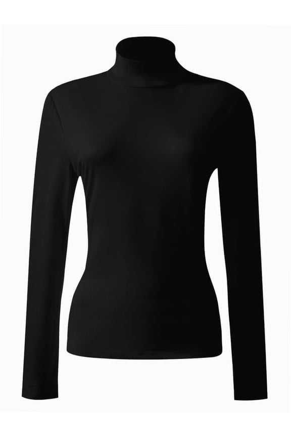 Women's Turtleneck Long Sleeve Shirts Slim Fitted Lightweight Base Layer Casual Tops