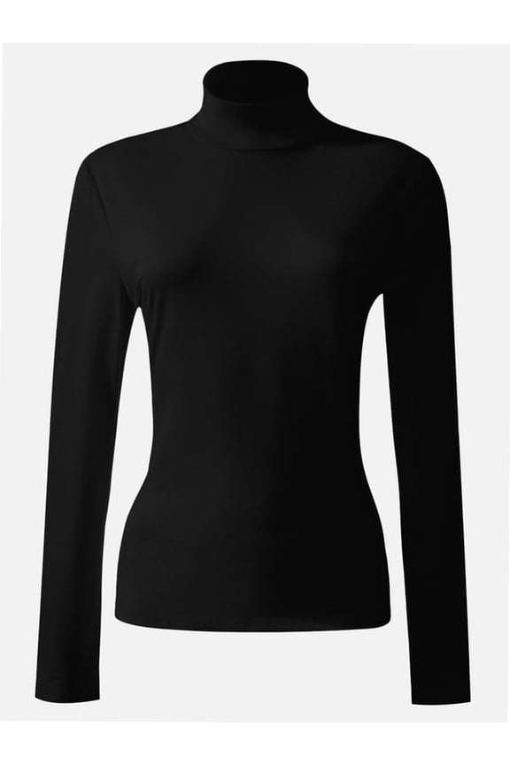 Women's Turtleneck Long Sleeve Shirts Slim Fitted Lightweight Base Layer Casual Tops