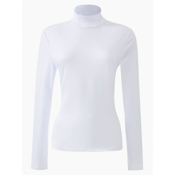 Women's Turtleneck Long Sleeve Shirts Slim Fitted Lightweight Base Layer Casual Tops
