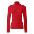 thumbnail image 1 of Women's Turtleneck Long Sleeve Shirts Slim Fitted Lightweight Base Layer Casual Tops, 1 of 5