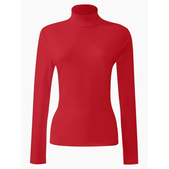 Women's Turtleneck Long Sleeve Shirts Slim Fitted Lightweight Base Layer Casual Tops