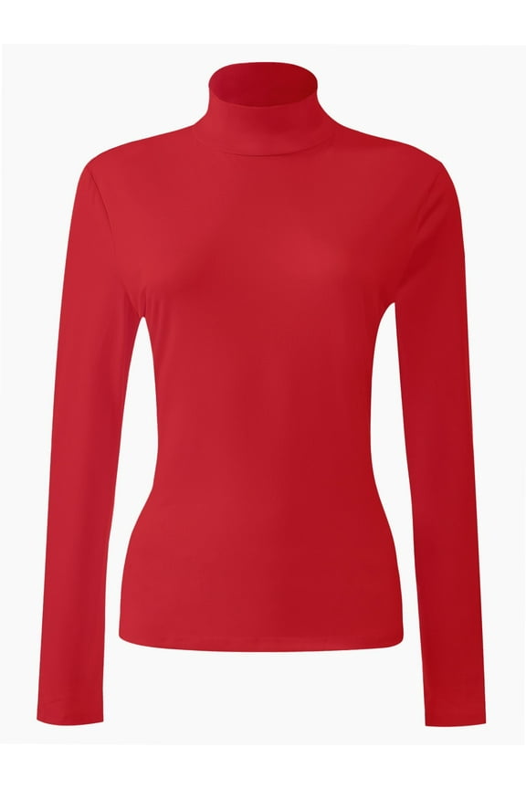 Women's Turtleneck Long Sleeve Shirts Slim Fitted Lightweight Base Layer Casual Tops