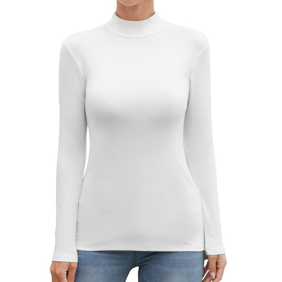 Women's Turtleneck Long Sleeve Sleeveless Tops Basic Slim T Shirts