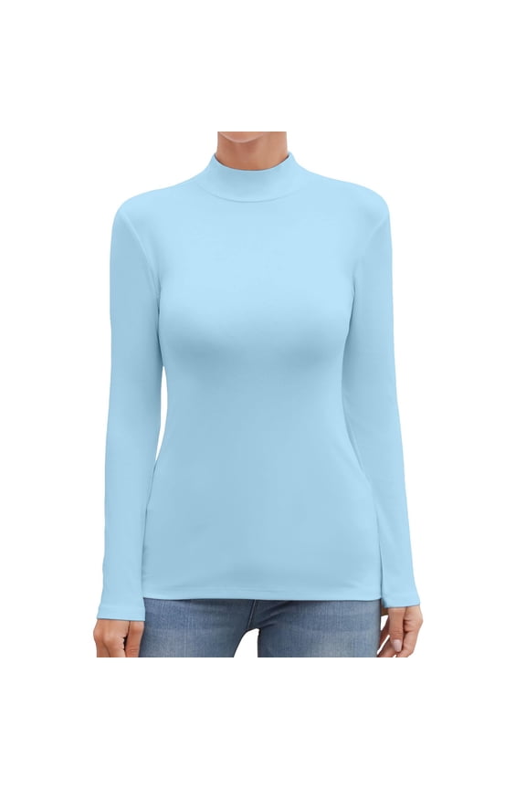 Women's Turtleneck Long Sleeve Slim Fit Basic T-Shirts Casual Comfortable Stretch Soft Fabric Fashion Top