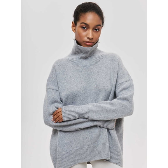 Women's Turtleneck Loose Sweater Loose Knitted Pullover Sweater Sweater Tops