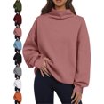 thumbnail image 1 of Women's Turtleneck Oversized Pullover Sweatshirt Long Sleeve Loose Basic Casual Fall Everyday Top, 1 of 7