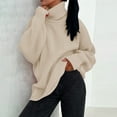 thumbnail image 1 of Women's Turtleneck Oversized Sweaters Batwing Long Sleeve Pullover Loose Chunky Knit Jumper Vintage Dresses For Women Blazer Dress, 1 of 6