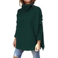 thumbnail image 1 of Women's Turtleneck Oversized Sweaters Long Batwing Sleeve Spilt Hem Tunic Pullover Knit Tops, 1 of 13