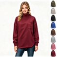 thumbnail image 1 of Women's Turtleneck Oversized Sweatshirt, Long Sleeve Fall Winter Casual Sweatshirt with Chest Pocket and Side Slit, Women's ,Size S-2XL, 1 of 4