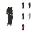 thumbnail image 1 of Women's Turtleneck Ribbed Knit Long Sleeve Slim Fit Sweater Dress – Bodycon Midi Winter Pullover Dress, 1 of 4