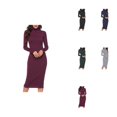 thumbnail image 1 of Women's Turtleneck Ribbed Knit Long Sleeve Slim Fit Sweater Dress – Bodycon Midi Winter Pullover Dress, 1 of 4