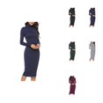 thumbnail image 1 of Women's Turtleneck Ribbed Knit Long Sleeve Slim Fit Sweater Dress – Bodycon Midi Winter Pullover Dress, 1 of 5