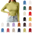 thumbnail image 1 of Women's Turtleneck Ribbed Sweaters Solid Long Sleeve Pullover Tops Slim Fitted Soft Lightweight Winter Fashion Outfits, 1 of 8