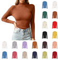 thumbnail image 1 of Women's Turtleneck Ribbed Sweaters Solid Long Sleeve Pullover Tops Slim Fitted Soft Lightweight Winter Fashion Outfits, 1 of 7