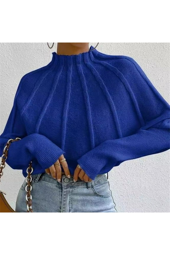 Women's Turtleneck Solid Color Knit Pullover Batwing Sleeve Sweater Top Oversized Fall Sweater Chain Knit Sweater for Men Hot Turtleneck Dark Taupe Sweater Women Turtleneck Hoodie Jackets Long Sleeve