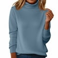 thumbnail image 1 of Women's Turtleneck Sweater 2025 Fall Winter Chunky Knitted Pullover Trendy Basic TopBlue 2XL, 1 of 5