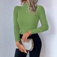 thumbnail image 1 of Women's Turtleneck Sweater 2025 Long Sleeve Shirts Fall Trendy Tops Slim Fitted Ribbed Knit Basic Casual Sweater Green S, 1 of 6