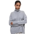 thumbnail image 1 of Women's Turtleneck Sweater Loose Fashion Striped Turtleneck Casual Autumn and Winter Sweater Commuting, 1 of 3