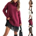 thumbnail image 1 of Women’s Turtleneck Sweater Mini Dress Set, Oversized Knit Top with Lace-Trim Slip Dress, Fall Winter 2-Piece Outfit, 1 of 8