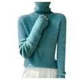 thumbnail image 1 of Women's Turtleneck Sweater Winter Knitted Slim Fit Soft High Neck Pullover Warm Cozy Casual Solid Color Top, 1 of 2