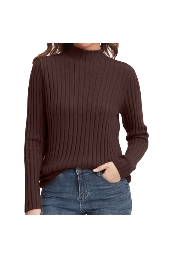 Women's Turtleneck Sweater Women'S Turtleneck Sweaters 2025 Fall Long Sleeve Pullover Sweater Ribbed Knit Basic Tops, Women's Turtleneck Sweater M