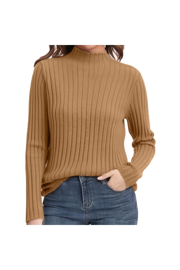 Women's Turtleneck Sweater Women'S Turtleneck Sweaters 2025 Fall Long Sleeve Pullover Sweater Ribbed Knit Basic Tops, Women's Turtleneck Sweater XL
