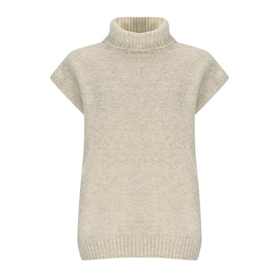 Women's Turtleneck Sweaters Cap Sleeve Casual Loose Fit Pullover Solid Color Tops Fall Fashion Soft Stretchy Shirts