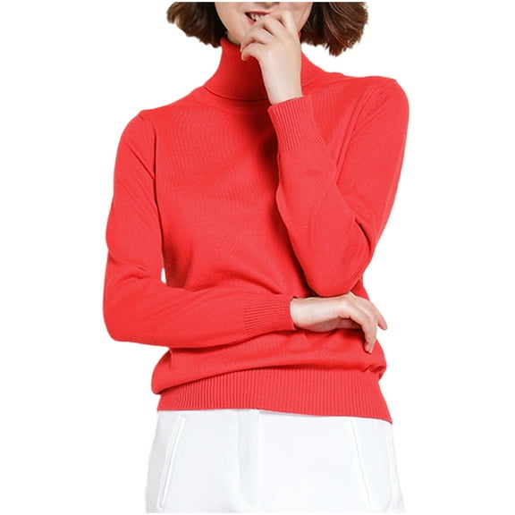 Women's Turtleneck Sweaters Classic Lightweight Long Sleeve Fall Outfits Solid Color Sweater 2025 Comfy Regular Blouses Pullover Tops