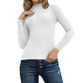 thumbnail image 1 of Women's Turtleneck Sweaters Long Sleeve 2025 Fall Ribbed Knitted Basic Shirts Fashion Casual Slim Fit Pullover Tunic Tops White XL, 1 of 8