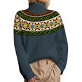 thumbnail image 1 of Women's Turtleneck Sweaters Vintage Boho Printed Long Sleeve Knitted Pullover Shirts Fall Winter Casual Warm Comfy Blouses, 1 of 5