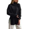 thumbnail image 1 of Women's Turtleneck Tunic Sweater, Womens Fall Sweaters, Long Sleeve Side Slit Casual Pullover Top, 1 of 7