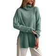 thumbnail image 1 of Women's Turtleneck Tunic Sweater, Womens Fall Sweaters, Long Sleeve Side Slit Casual Pullover Top, 1 of 7