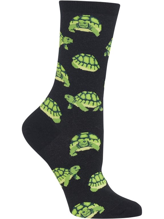 Women's Turtles Crew Socks Black
