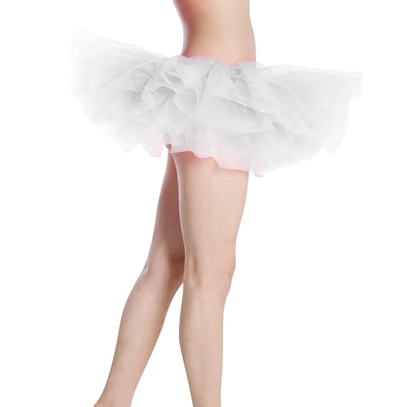 Women's Tutu Skirt for Adult Dance Performance 5-Layer Solid Mesh Layered Chiffon Stage with Elastic Waistband Ballet Practice Wrap Around Skirt for Girls &