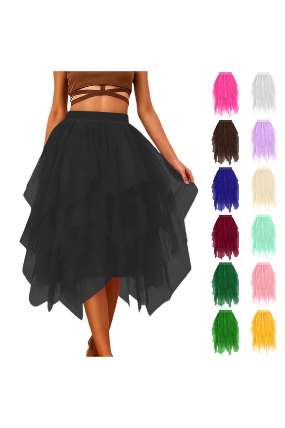 Women's Tutu Skirt Solid Color Long Skirt Party Beach Versatile Army Green L