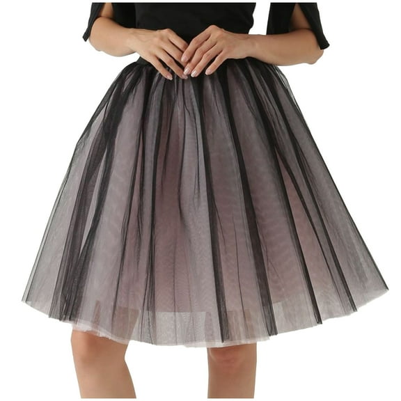 Women's Tutu Skirts Layered Fashion Midi Tulle Skirt A-line Pleated Princess Skirts Evening Gown Prom Party Skirts