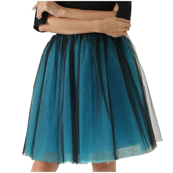Women's Tutu Skirts Layered Fashion Midi Tulle Skirt A-line Pleated Princess Skirts Evening Gown Prom Party Skirts