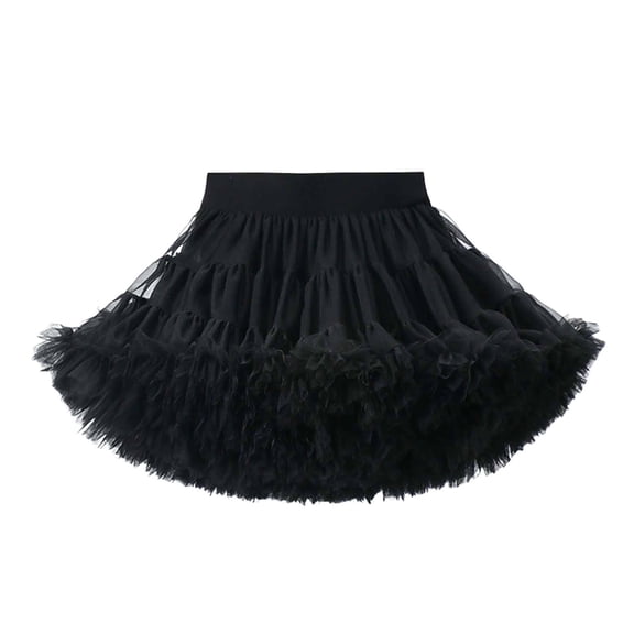 Women's Tutu Tulle Skirt Elastic Waist Petticoat Puffy Princess Ballet Dance Pettiskirts 3-Layered Pleated Underskirt