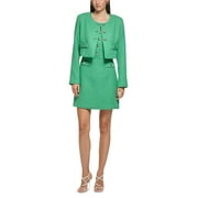 Womens Tweed Cropped Jacket Green 8