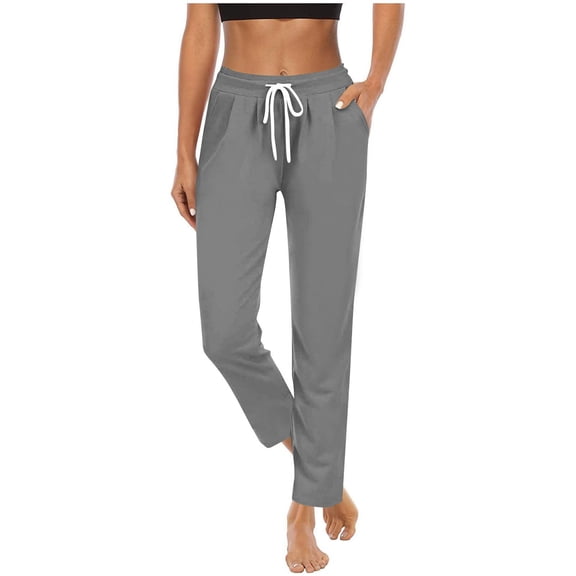 Women's Tweed Drawstring Pants High Elastic Solid Athletic Pant Straight Leg Trendy Sweatpant Yoga Trouser
