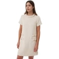thumbnail image 1 of Women's Tweed Dress Short Sleeve Crew Neck A-line Party Vintage Mini Skirt Causal Dresses, 1 of 8