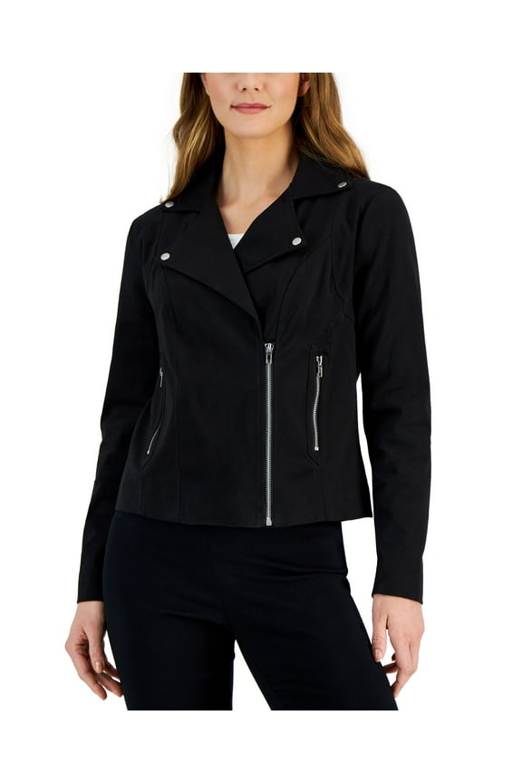Women's Twill Moto Jacket Black Beauty M