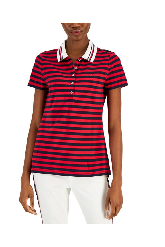 Women's Twin-Tipped Striped Polo Shirt Sky Captain Scarl L