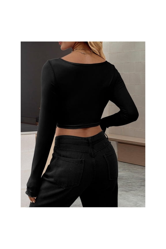 Women's Twist Front Split Hem Crop Tops Short Sleeve Sweetheart Neck Tee T Shirt