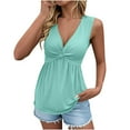 thumbnail image 1 of Women's Twist Front Tank Tops Deep V Neck Sleeveless Summer Tunic Vest Casual Dressy Blouse Tees (XL, Mint Green), 1 of 7
