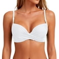 thumbnail image 1 of Women's Twist Front V Neck Bikini Top Padded Adjustable Spaghetti Straps Bathing Suit Tops Only Beige L, 1 of 5