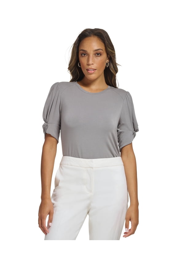 Women's Twist Sleeve Knit Top Tin M