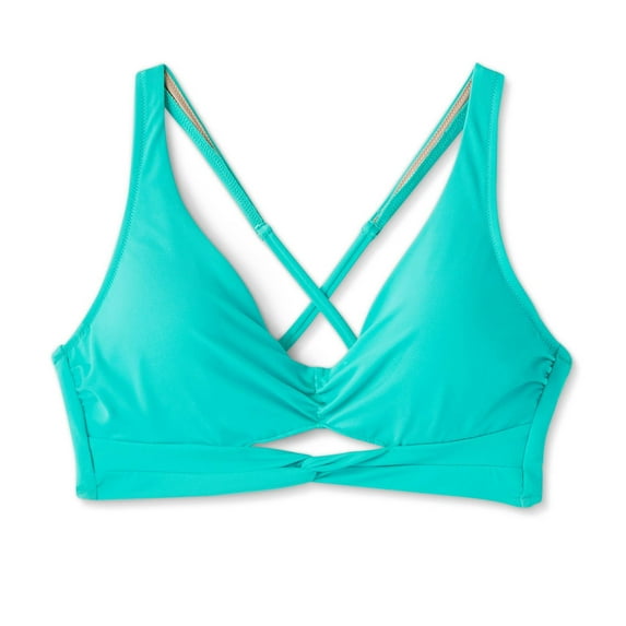 Women's Twisted Keyhole Longline Bralette Bikini Top - Shade & Shore Teal 36C