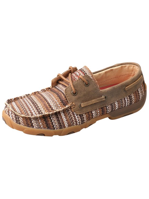 Women's Twisted X WDM0114 Driving Moc Boat Shoe Multi/Bomber Fabric/Leather 8.5 M